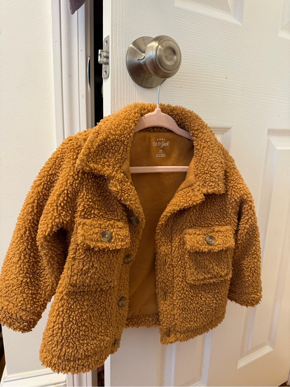 Cat & Jack Kids' Teddy Puffer Jacket - Camel Brown